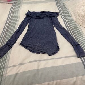 Free People Off-Shoulder Long Sleeve Top - Blue